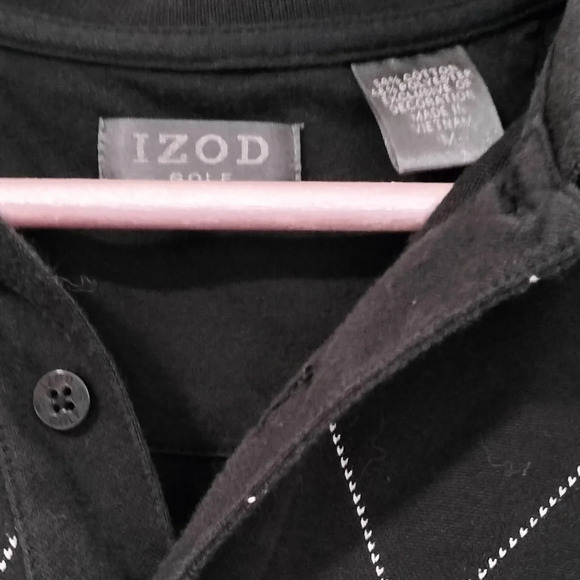 Men's XXL IZOD GOLF Black Polo w/ Argyle Print - Picture 3 of 4